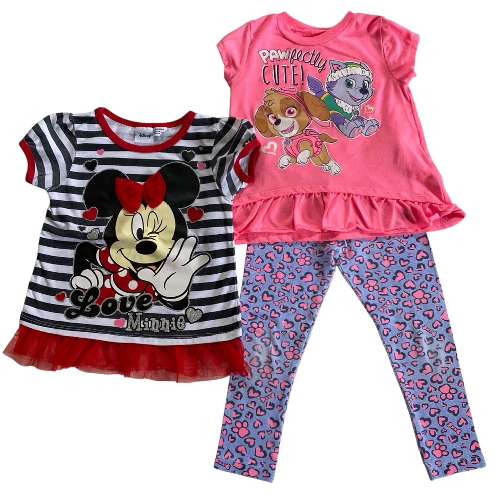 Bundle of 3 Toddlers Clothing Girls Size 4T Paw Patrol & Disney’s Minnie Mouse